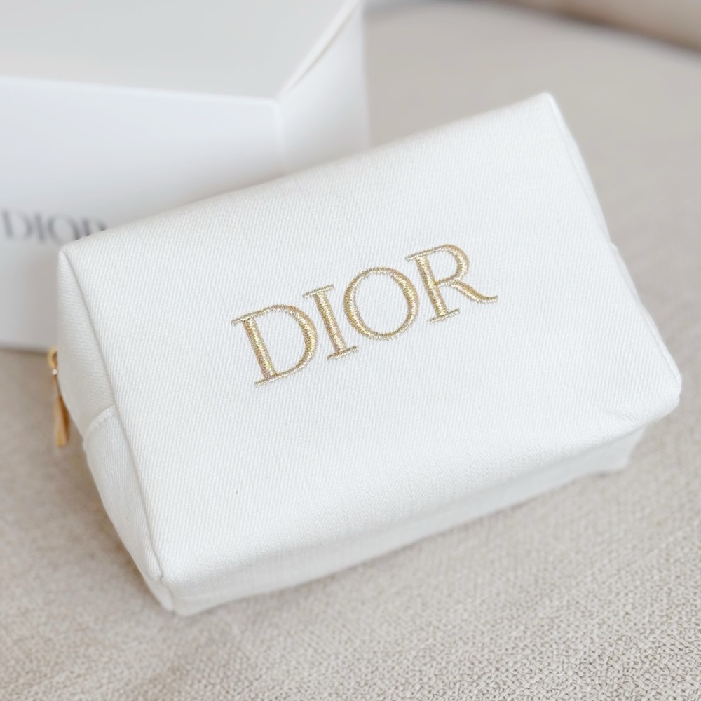 Dior White Denim Cosmetic Bag